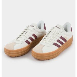 Adidas VL Court Cream and Burgundy Sneakers